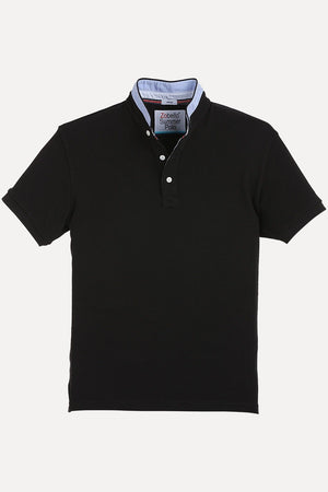 Mandarin Collar Black Polo T-Shirt