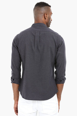 Mandarin Collar Solid Cotton Shirt