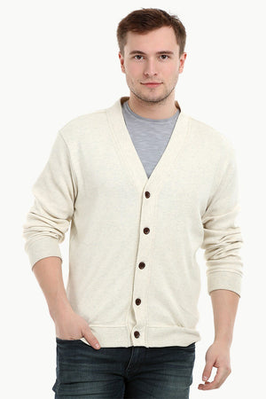 Men's Buttoned Navajo White English Cardigan