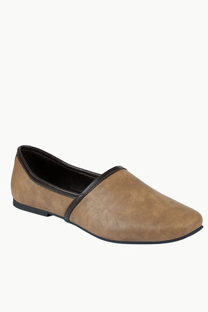 Mens Coffee Colour Faux Leather Juttis