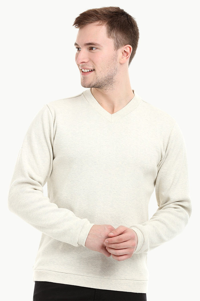 Men's Knit Navajo White V-Neck Sweatshirt