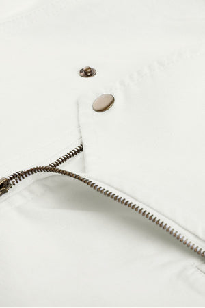 Mens Off White Biker Zipper Twill Denim Jacket
