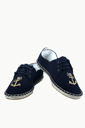 Men's Anchor Patch Lace-Up Espadrilles
