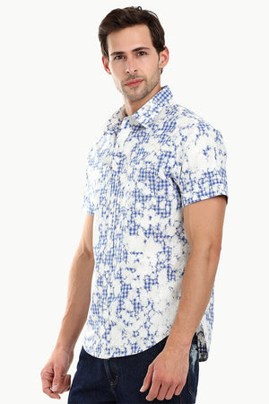 Men's Baby Blue Dyed Summer Shirt