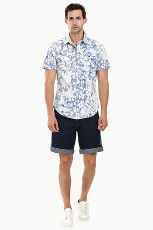 Men's Baby Blue Dyed Summer Shirt