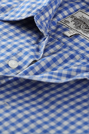 Men's Baby Blue Gingham Summer Shirt