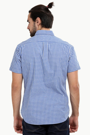 Men's Baby Blue Gingham Summer Shirt