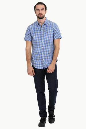 Men's Baby Blue Gingham Summer Shirt