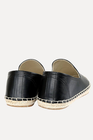 Men's Black Faux Leather Slip-On Espadrilles