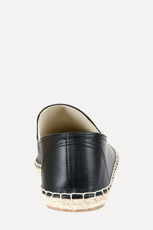 Men's Black Faux Leather Slip-On Espadrilles