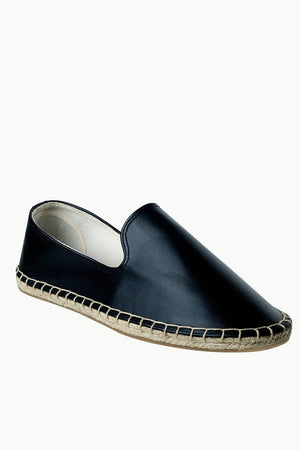 Men's Black Faux Leather Slip-On Espadrilles