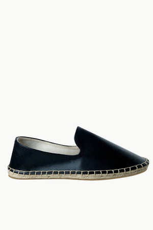 Men's Black Faux Leather Slip-On Espadrilles