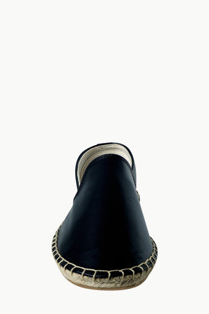 Men's Black Faux Leather Slip-On Espadrilles