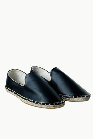 Men's Black Faux Leather Slip-On Espadrilles