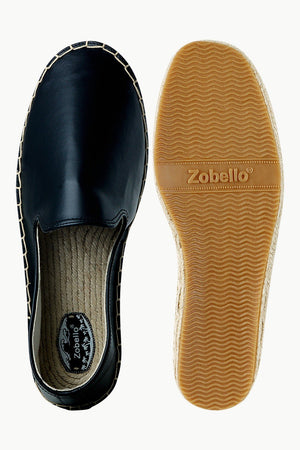 Men's Black Faux Leather Slip-On Espadrilles