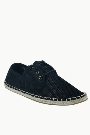 Mens Black Mesh Lace-Up Basque Espadrilles