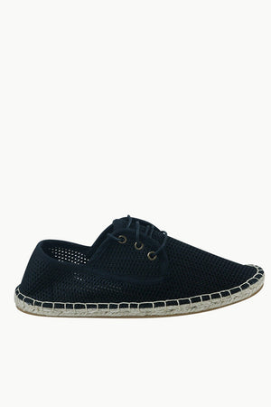Mens Black Mesh Lace-Up Basque Espadrilles