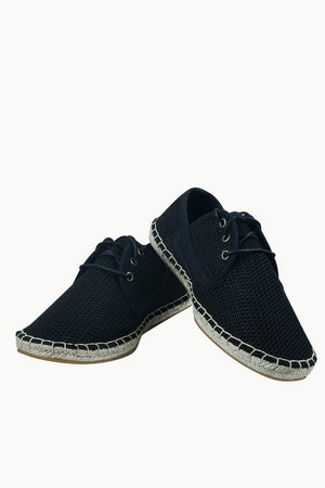 Mens Black Mesh Lace-Up Basque Espadrilles