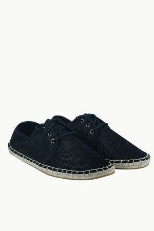 Mens Black Mesh Lace-Up Basque Espadrilles