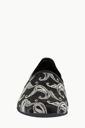 Mens Black Paisley Slip-On Juttis