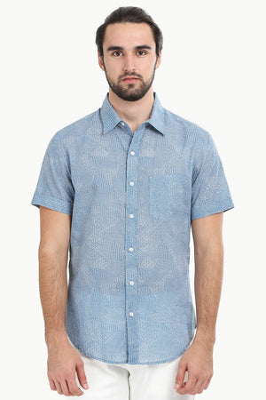 Men's Blue Bandana Print Shirt