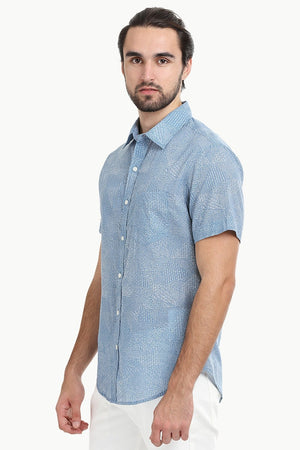 Men's Blue Bandana Print Shirt
