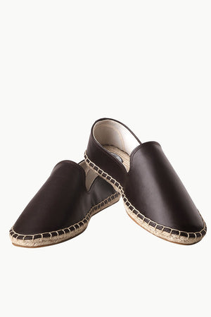 Men's Brown Faux Leather Espadrilles
