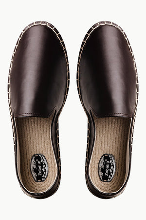 Men's Brown Faux Leather Espadrilles