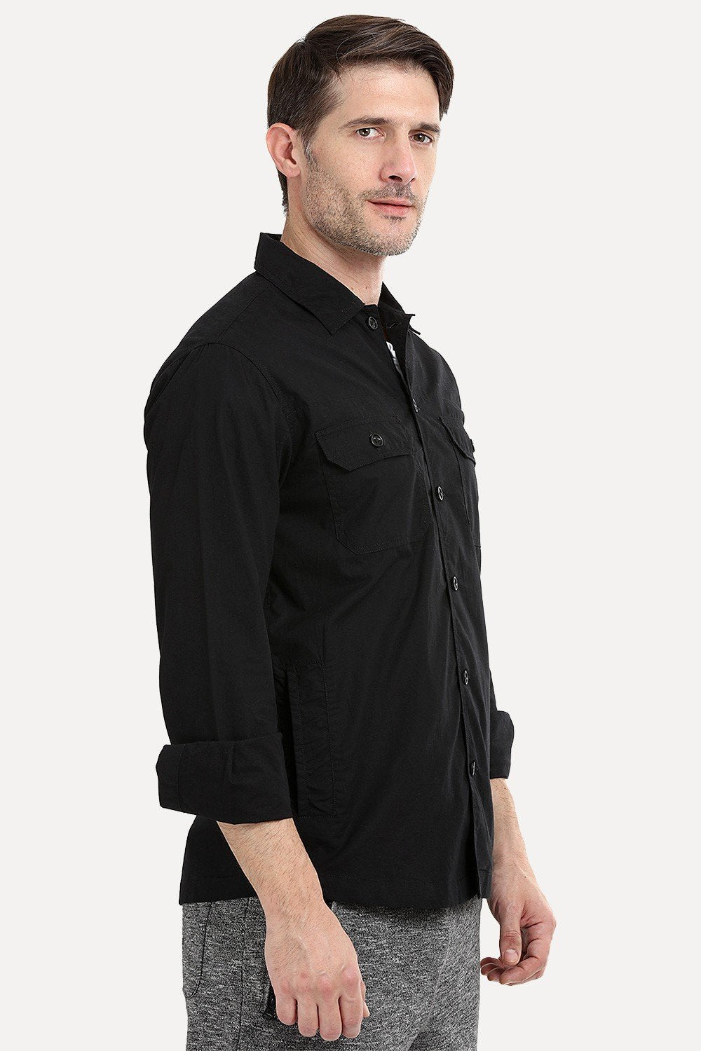 Buy Online Men's Buttoned Jet Black Shacket for Men at Zobello