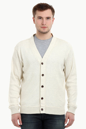 Men's Buttoned Navajo White English Cardigan