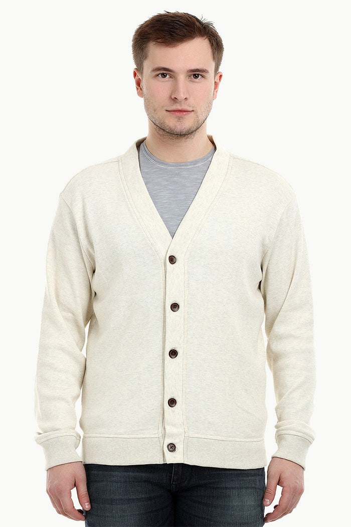 Men's Buttoned Navajo White English Cardigan