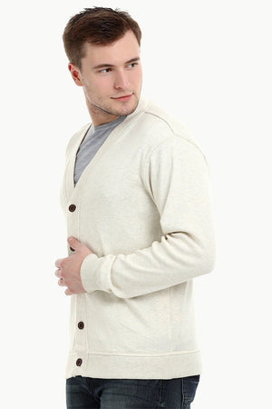 Men's Buttoned Navajo White English Cardigan