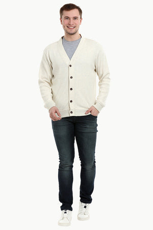 Men's Buttoned Navajo White English Cardigan