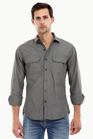 Men's Casual Trolley Grey Shirt