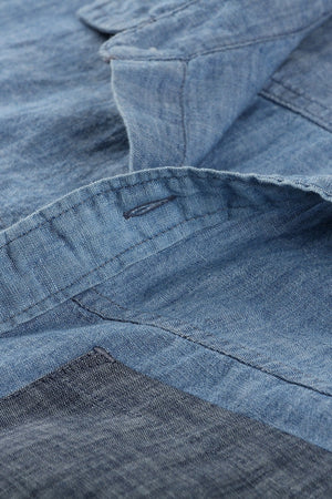 Men's Contrast Pockets Casual Denim Shirt