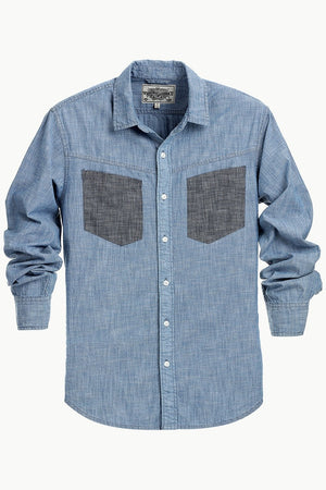 Men's Contrast Pockets Casual Denim Shirt