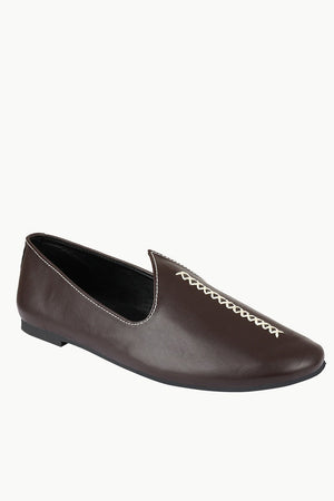 Mens Contrast Stitch Brown Juttis