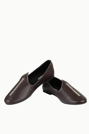 Mens Contrast Stitch Brown Juttis
