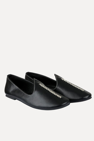 Mens Contrast Stitch Faux Leather Juttis