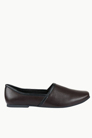 Mens Dark Brown Faux Leather Juttis