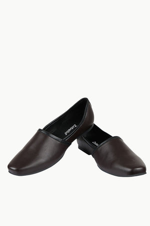 Mens Dark Brown Faux Leather Juttis
