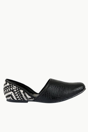 Men's Faux Leather Black Juttis