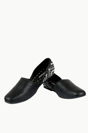 Men's Faux Leather Black Juttis
