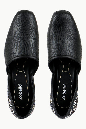 Men's Faux Leather Black Juttis