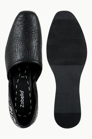 Men's Faux Leather Black Juttis