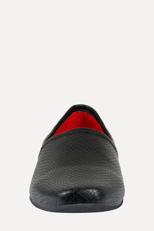 Men's Faux Leather Black Slip-On Juttis