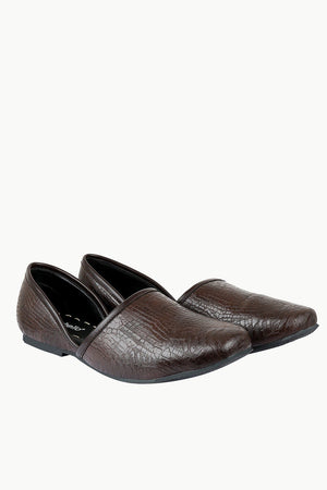 Men's Faux Leather Brown Juttis