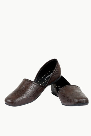 Men's Faux Leather Brown Juttis