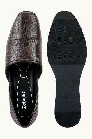 Men's Faux Leather Brown Juttis