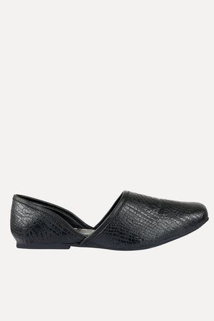 Mens Faux Leather Pattern Black Juttis